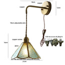 Axyaa Blue Glass LED Wall Sconce, Tiffany Style Pull Chain Switch Staircase Mirror Light