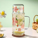 Axyaa Flower Glass Water Jug with Lid: Cute Design, High Borosilicate, Kitchen Housewares