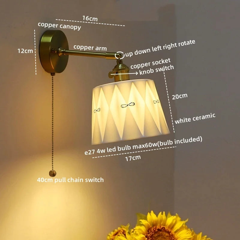Axyaa Ceramic Hand-painted LED Wall Light Fixture for Modern Spaces