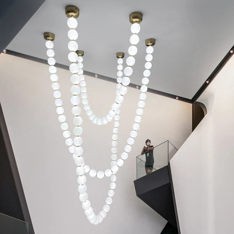 Axyaa Nordic Luxury LED Glass Chandeliers for Staircase and Hotel Engineering
