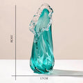 Axyaa Blue Wavy Lace Glass Vase & Fruit Plate Set for Living Room Decor