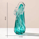 Axyaa Blue Wavy Lace Glass Vase & Fruit Plate Set for Living Room Decor