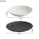 Axyaa Stone Pattern Ceramic Dinner Plate Set - Restaurant Tableware
