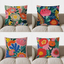 Colorful Floral Patterned Throw Pillow Cover for Sofa, Bedroom, Car - Axyaa