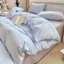 Axyaa Solid Color Cotton 4-Piece Set: Mattress, Bed Sheet, Quilt Cover - Super Soft