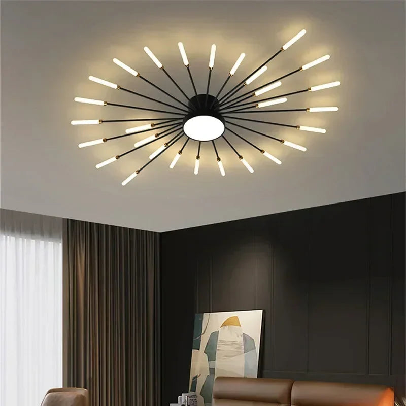 Axya LED Sunflower Ceiling Light - Brushed Antique Gold Creative Chandelier