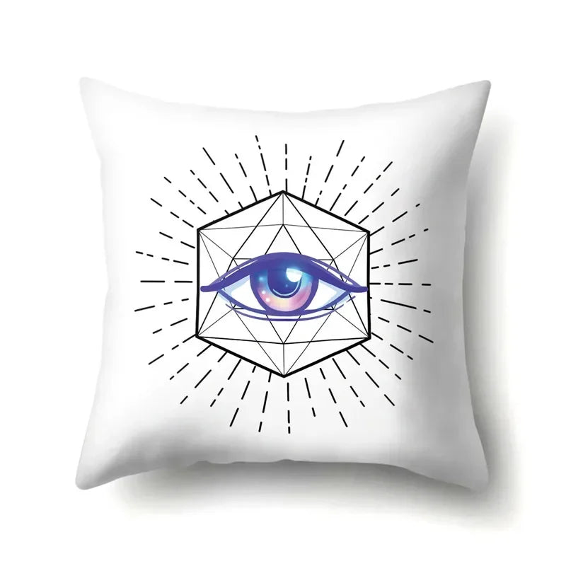 Axyaa Cartoon Eye Pattern Plush Cushion Cover 45x45cm Buddha Head Pillow Cover