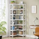 Axyaa Industrial 7-Tier Corner Bookcase for Stylish Storage and Display