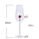 Axyaa Elegant 3D Red Flower Champagne Flute Goblet - 1 Piece