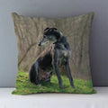 Axyaa Greyhound Printed Linen Cushion Cover - 45x45cm Square Sofa Bed Pillow