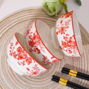 Axyaa 6PCS Ceramic Rice Bowl Set - 4.5" Round Microwave & Oven Safe Kitchen Tableware