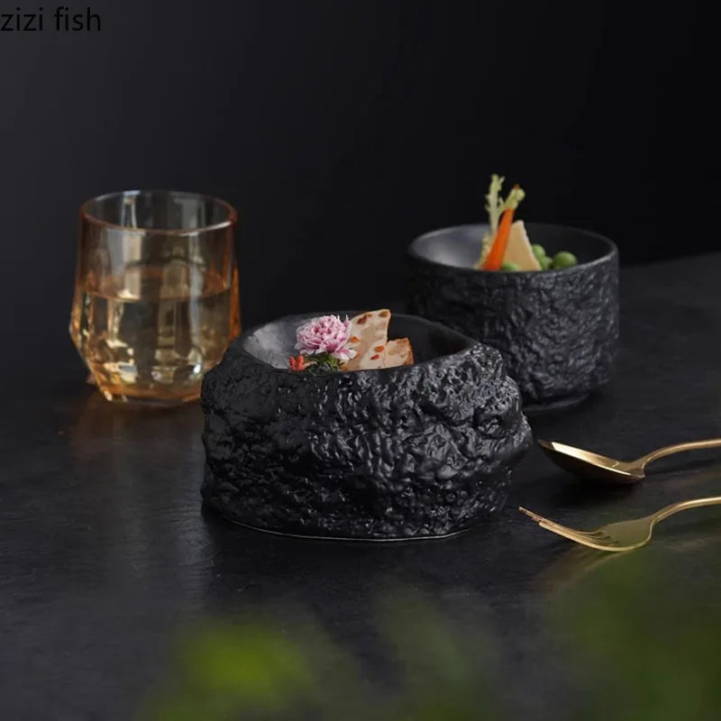 Axya Stone Texture Ceramic Dining Plate: Restaurant & Dessert Plate