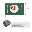 Axyaa Green Leather Placemats Set for Dining Table - Reversible & Wipeable