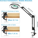 Axyaa LED Magnifying Desk Lamp 3 Color Modes 10-Level Dimmable Hands-Free Magnifier