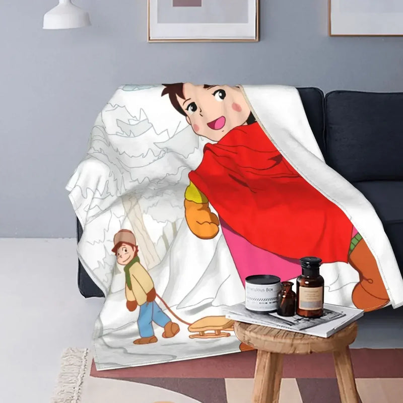 Heidi Alps Fleece Blanket Soft Cozy Throw Bedding for Sofa by Axyaa