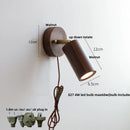 Axyaa Nordic LED Walnut Wall Lamp with Pull Chain Switch