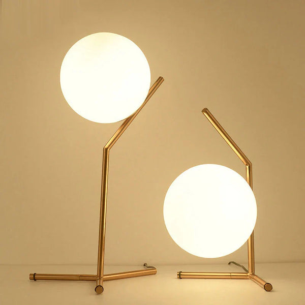 Axyaa Glass Ball Table Lamp, Gold Black Side Table Light for Bedroom Loft