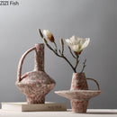 Axyaa Retro Ceramic Vase with Handle for Aesthetic Room Decor