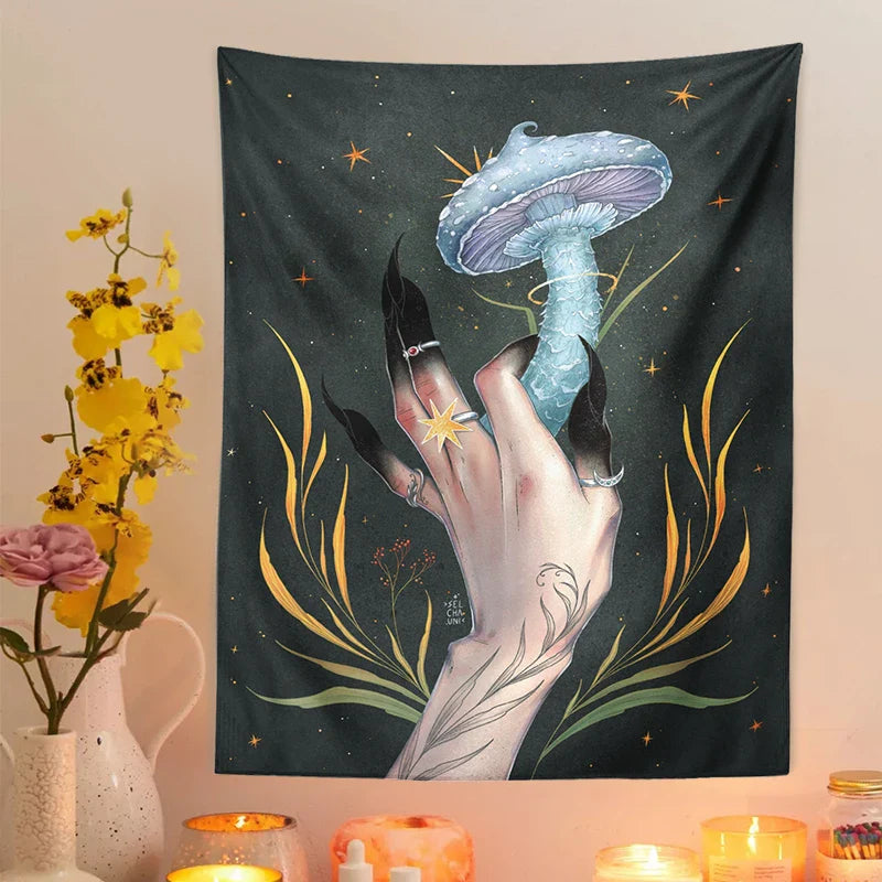 Forest Magic Datura Tapestry Wall Art by Axyaa - Bohemian Decor for Home