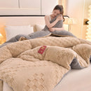 Axyaa Winter Coral Fleece Queen Size Blanket: 220x240cm Warm Faux Lamb Wool Quilt