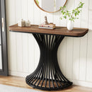 Axyaa Geometric Metal Base Console Table, 39-Inch Industrial Entryway Accent Sofa Table