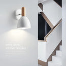 Axyaa Nordic LED Wall Lamp Iron Wood Sconces Indoor Bedroom Living Room Kitchen Decor