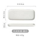 Axyaa 12" Ceramic Sushi BBQ Plate - Rectangular Tray for Desserts, Noodles.
