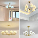 Axyaa Copper Chandelier - Retro American Modern LED Pendant Lamp for Home Decor
