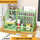 Axyaa Metal Pen Holder Pencil File Storage Rack 7 Grid Office Desk Organizer
