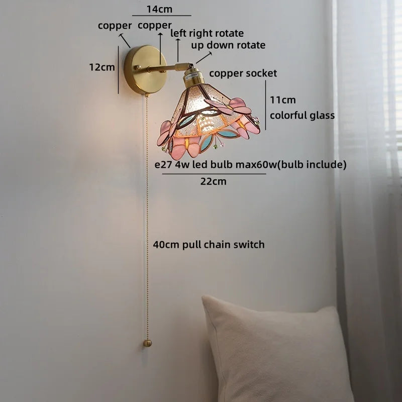 Axyaa Clear Glass Copper Arm LED Wall Sconce Wandlamp