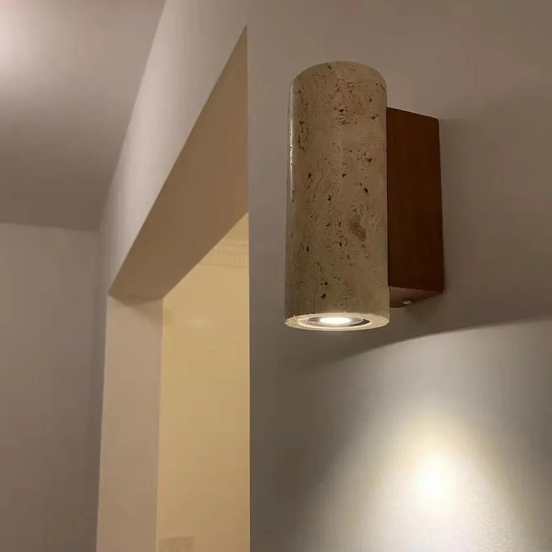 Axyaa Travertine Stone Sconce Light for Bedroom Living Room