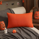 Axyaa Orange Plaid Halloween Pillow Case Cotton Sofa Throw Pillow Cover