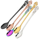 Axyaa Colorful Retro Stainless Steel Long Mixing Spoon Set for Kitchen Dining