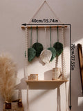 Axyaa Leaf Tassel Macrame Hanging Shelf for Chic Home Decor