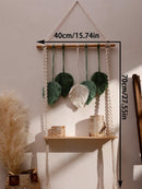 Axyaa Leaf Tassel Macrame Hanging Shelf for Chic Home Decor