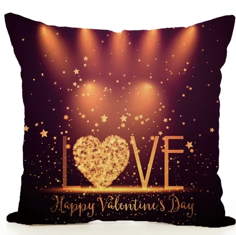 Axyaa Cartoon Couple Linen Pillowcase: Cute Room Decor & Valentine's Day Gift