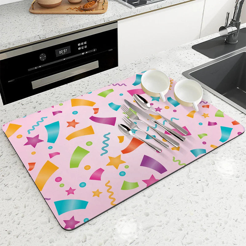 Axyaa Festive Ribbon Kitchen Drying Mat