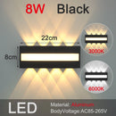 Axyaa Black LED Wall Light - Modern Indoor Outdoor Waterproof Sconce