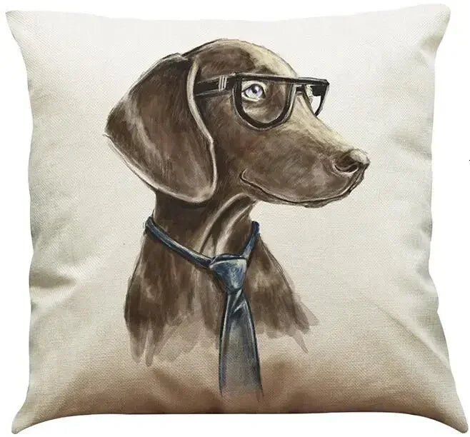 Dachshund Linen Pillowcase 45*45cm by Axyaa: Cozy Decor for Car, Bedroom, Sofa & Kids