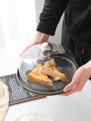 Axyaa Glass Covered Cake Tray for Desserts, Dim Sum, Fruits, and Bread Display