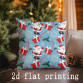 Axyaa Christmas Penguins & Santa Pillow Cover for Sofa, Bedroom, Car - Rectangular Back Cushion