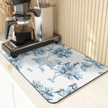 Axyaa Silicone Dish Mat, Flowers Pattern Absorbent Drying Mat for Kitchen Essentials