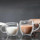 Axyaa Double Layer Glass Cup - Heat-Resistant, Round Egg Shape with Handle