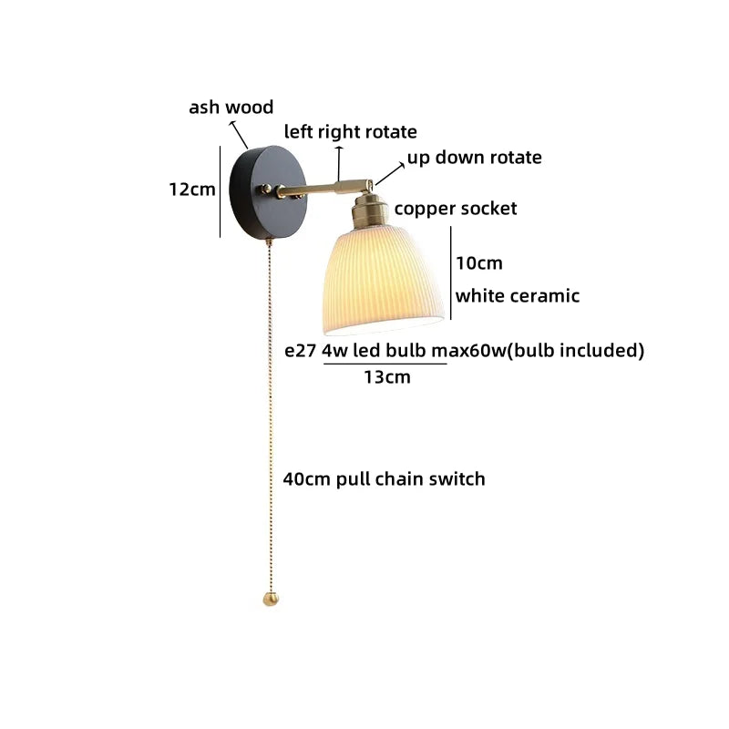 Axyaa White Ceramic LED Wall Sconce: Modern Nordic Decor Wall Lamp Sconce