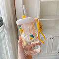 Axyaa Summer Lemon Cold Brew Plastic Straw Cup: Cute Large Capacity Drinking Water Cup