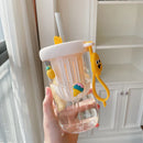 Axyaa Summer Lemon Cold Brew Plastic Straw Cup: Cute Large Capacity Drinking Water Cup