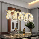 Axyaa Modern Luxury LED Spiral Crystal Chandelier for Dining Room