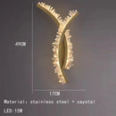 Axyaa Gold Crystal Wall Light: Luxe Stainless Steel Sconce for Home Decor