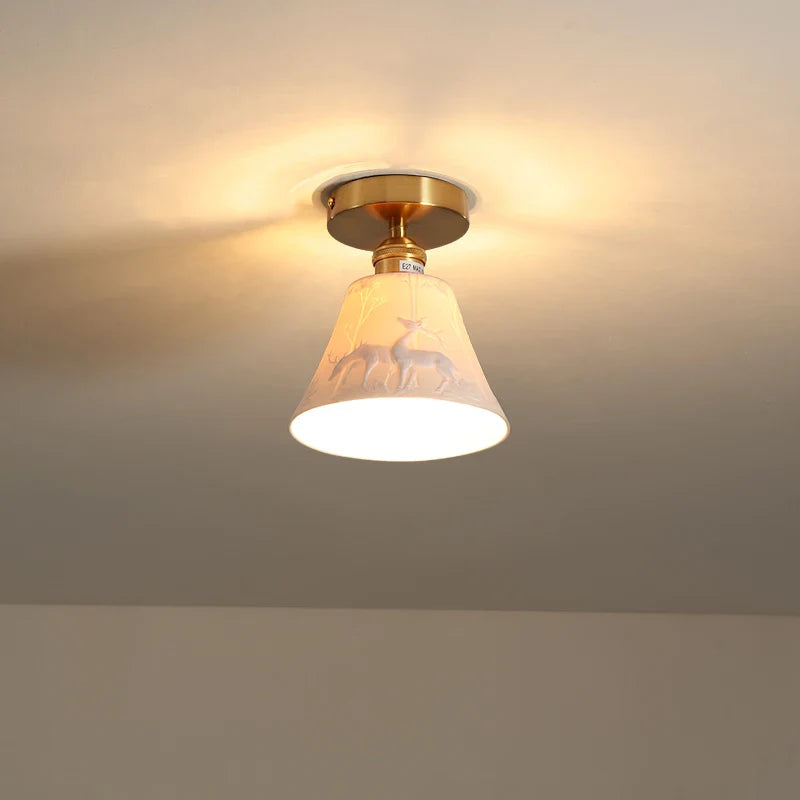 Axyaa Modern Ceramic LED Ceiling Lamp White for Porch & Balcony