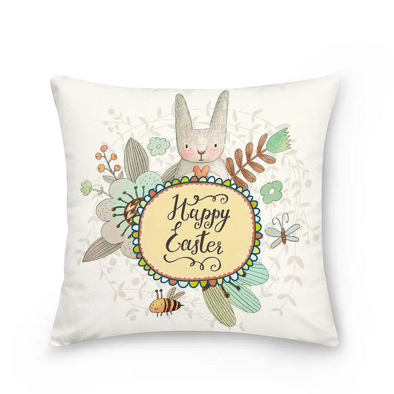 Easter Bunny Polyester Throw Pillow for Home Decor Sofa by Axyaa